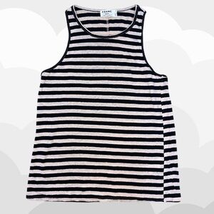 Frame - 100% Linen Army Striped Tank Top in Light Pink Multi